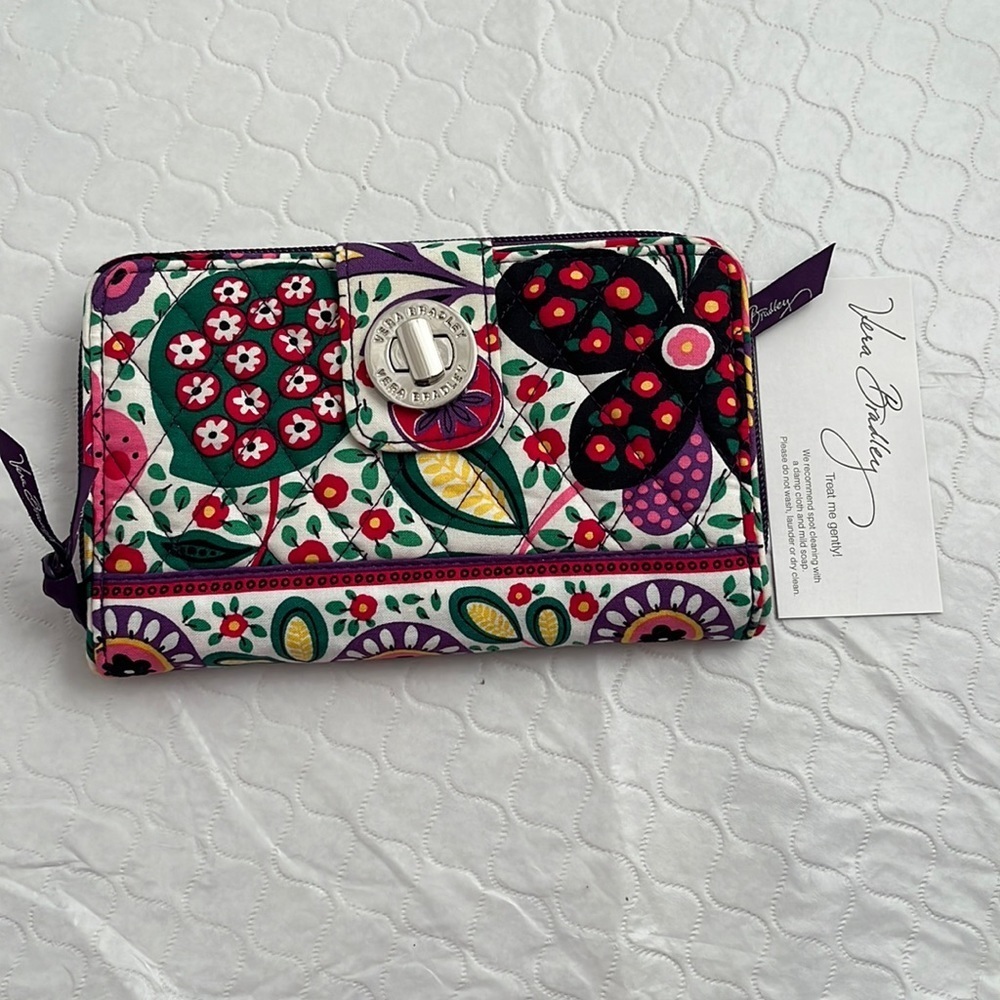 Vera Bradley multicolor turnlock zip around wallet